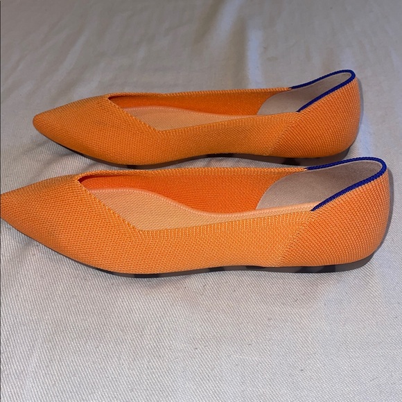 Rothy’s Tangerine Flats, with blue trim on back SZ 8 EUC - Picture 3 of 11